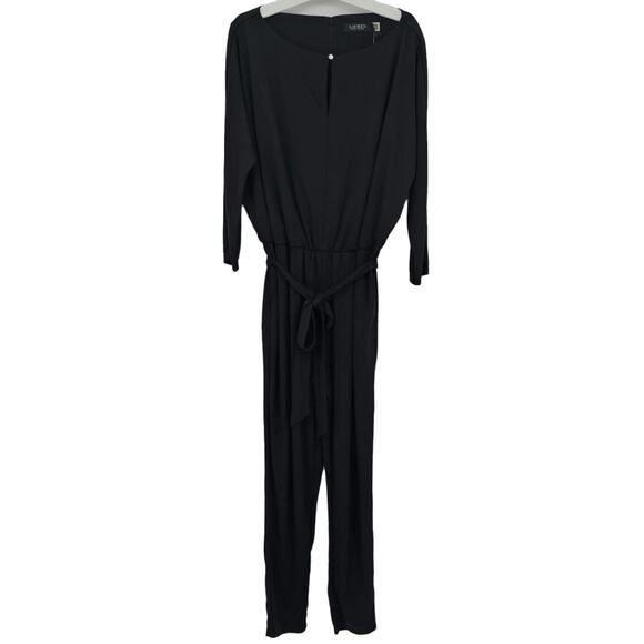 Ralph Lauren LRL Black Label Womans size L Drattea Black Keyhole Jumpsuit NEW - Picture 1 of 10